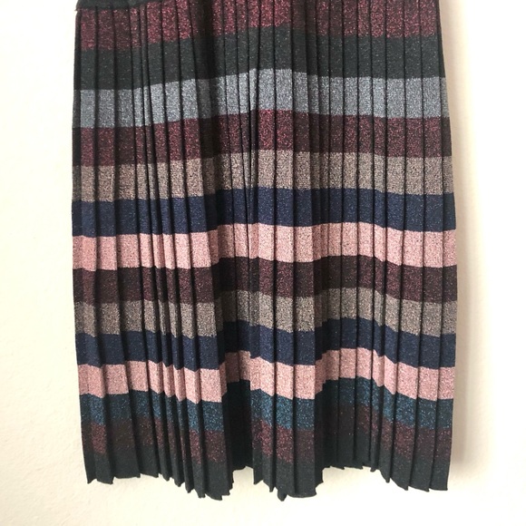 CLOSEOUT \Parker\• Multi-Stripe Pleated Midi Dress - Picture 6 of 16